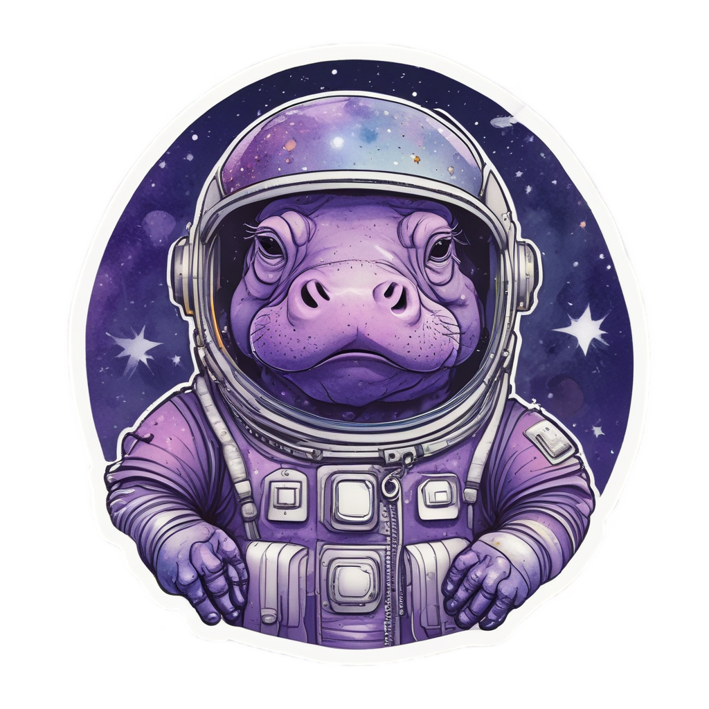 Astronaut Hippo in Space — safari nursery stickers