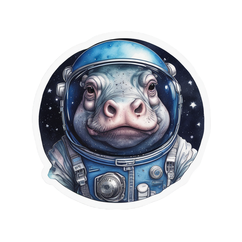 Astronaut Hippo — safari nursery stickers