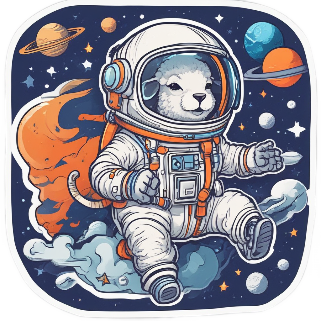 Astronaut Lamb Explorer — farm nursery stickers
