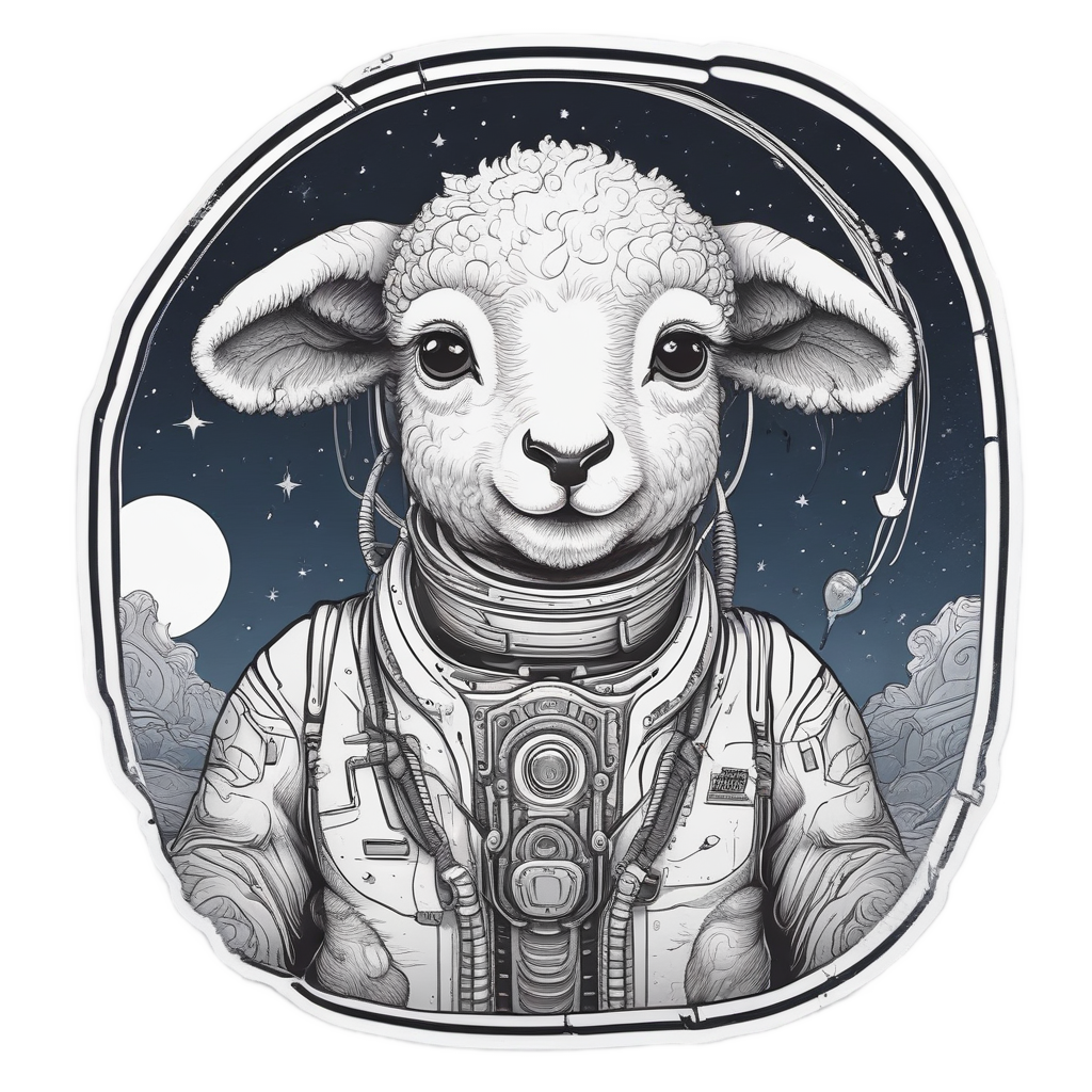Astronaut Lamb in Space — farm nursery stickers