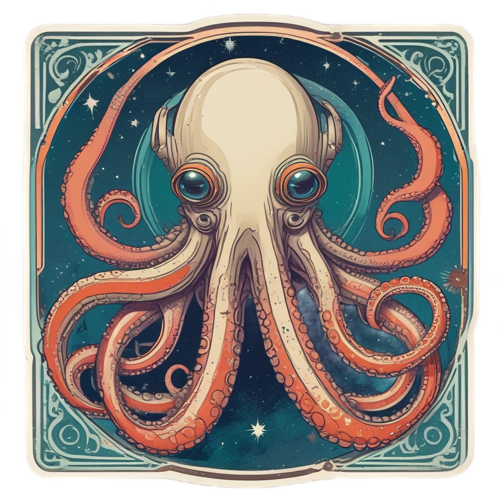 Astronaut Octopus in Space — ocean nursery stickers
