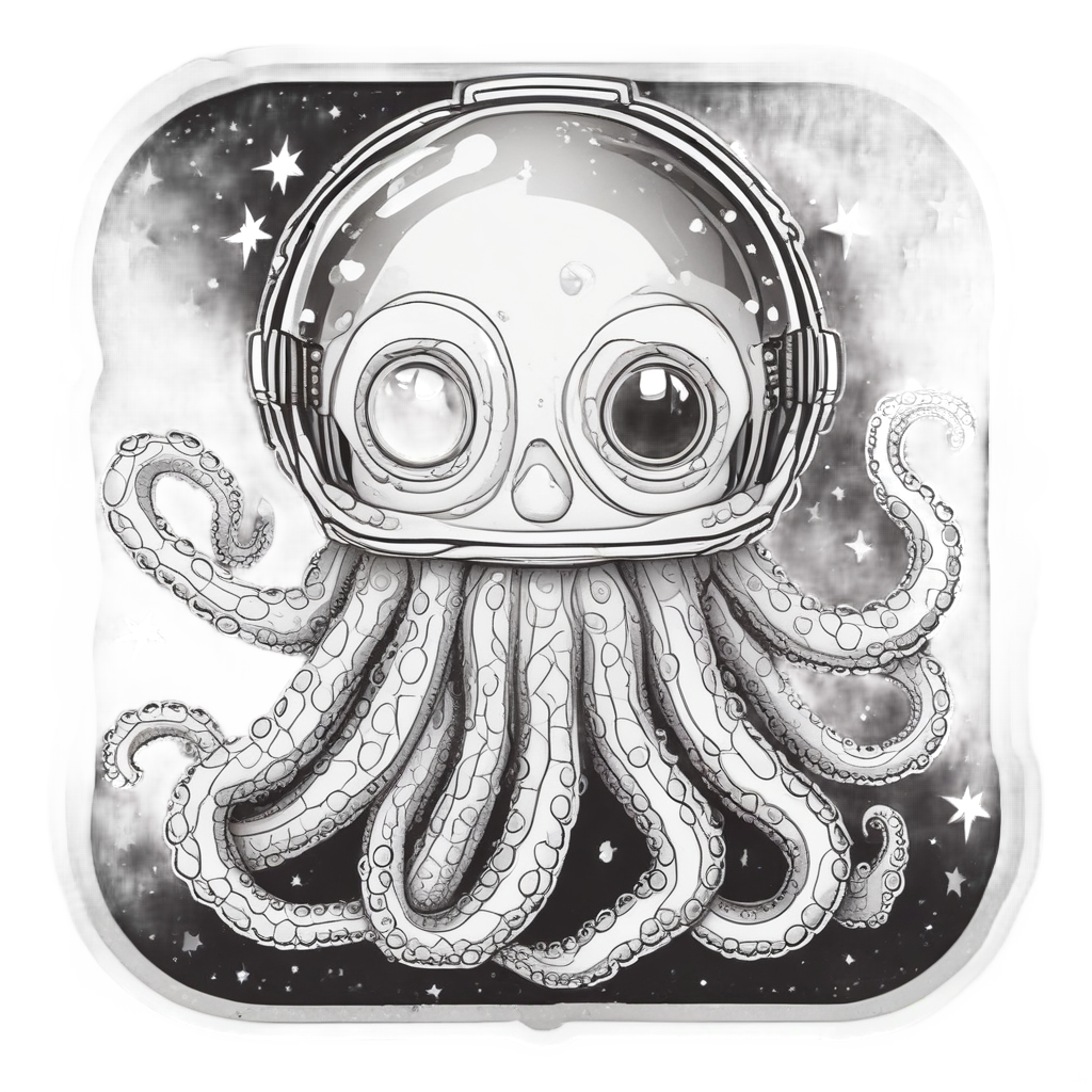 Astronaut Octopus Space — ocean nursery stickers