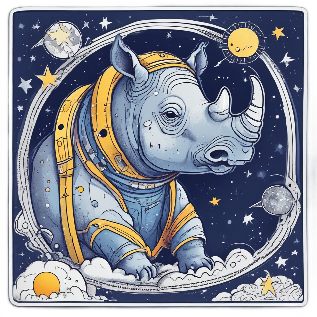 Astronaut Rhino Explorer — safari nursery stickers