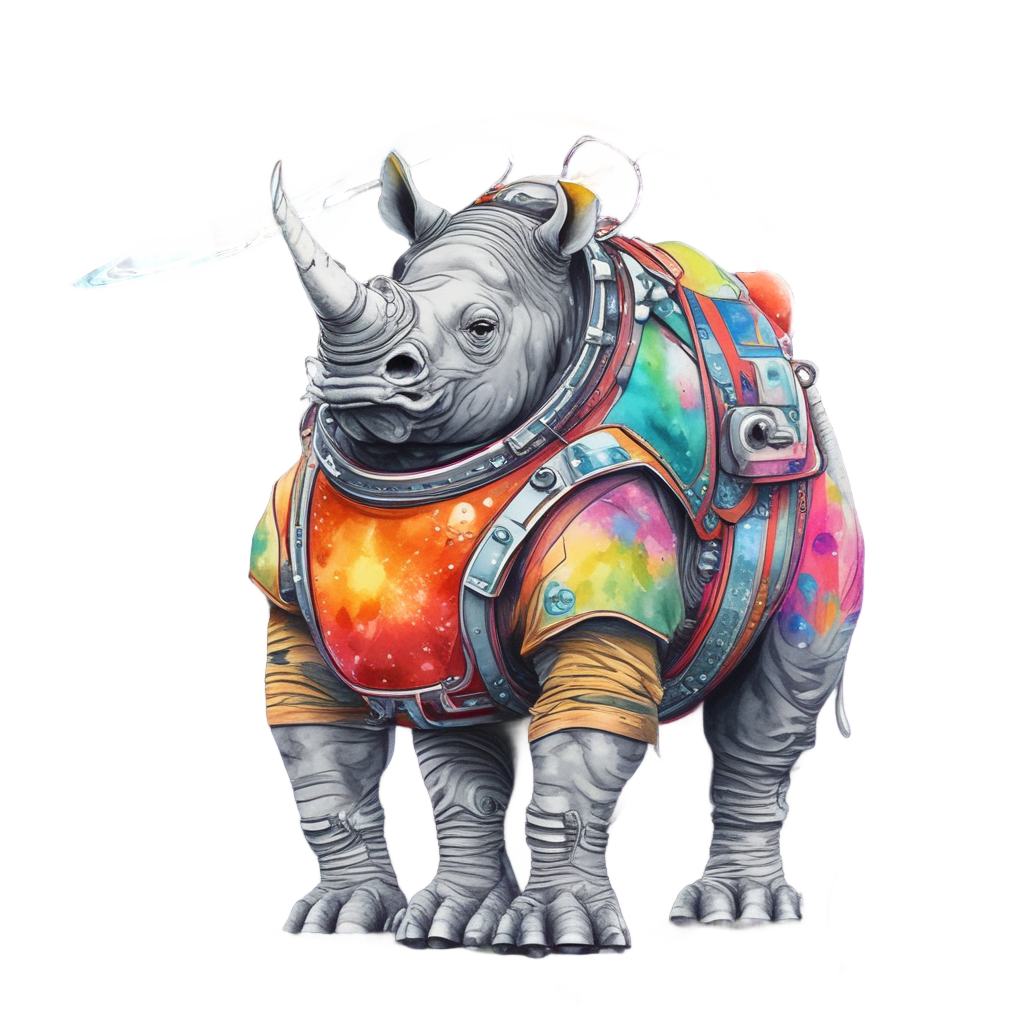 Astronaut Rhino in Space — safari nursery stickers