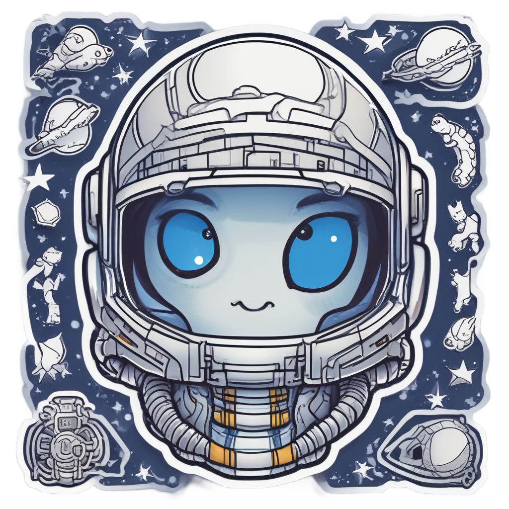 Astronaut Snake Space — fine-line flash stickers