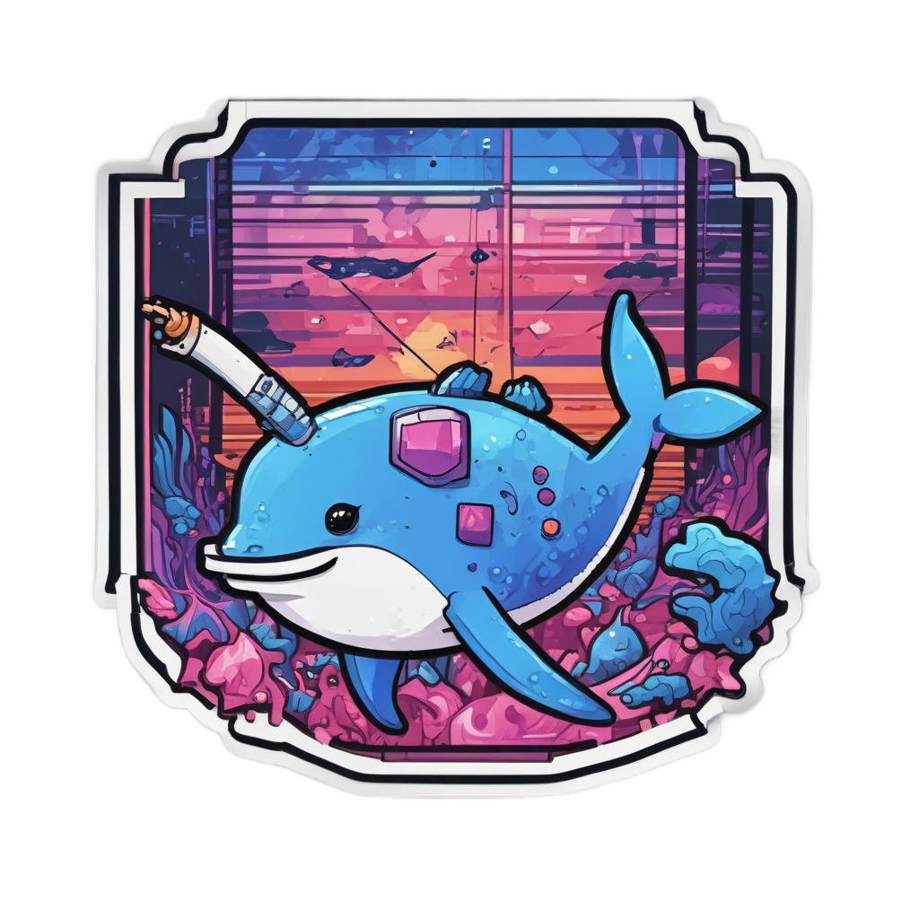 Atari Style Narwhal — ocean nursery stickers