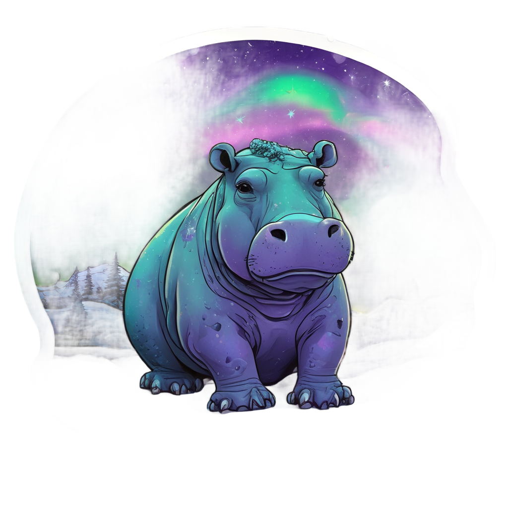 Aurora Borealis Hippo — safari nursery stickers