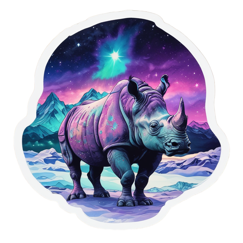 Aurora Borealis Rhino — safari nursery stickers