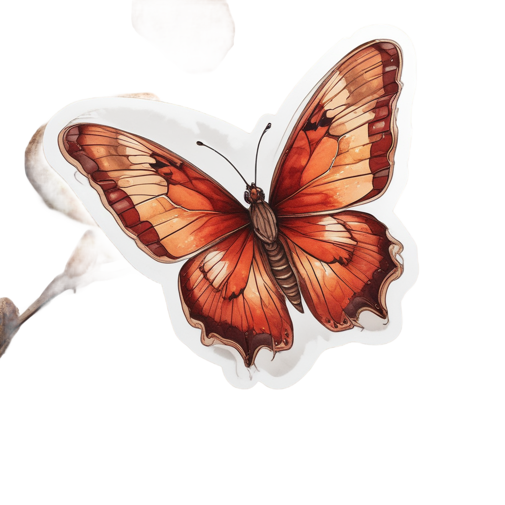 Autumn Leaf Butterfly — fine-line flash stickers