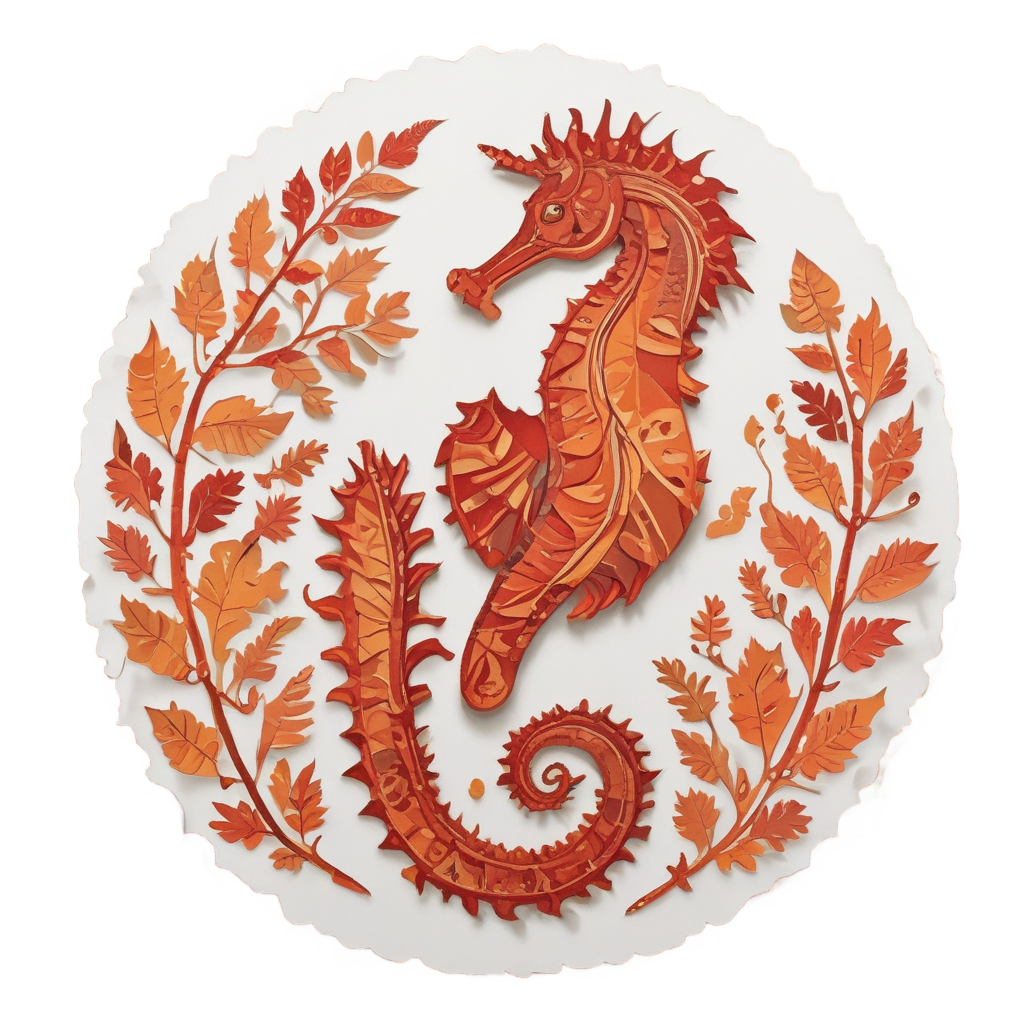 Autumn Leaf Seahorse — ocean nursery stickers