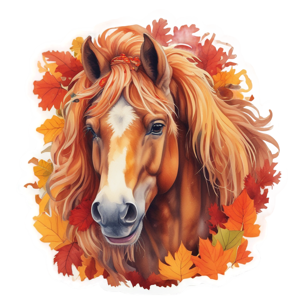 Autumn Leaves Pony — farm nursery stickers
