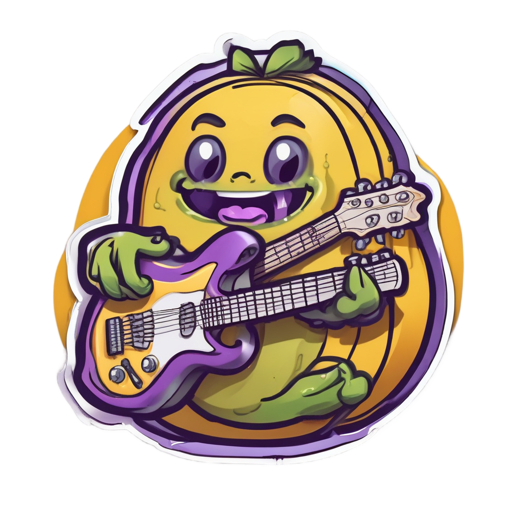 Avocado Rockstar Guitar — cute food stickers