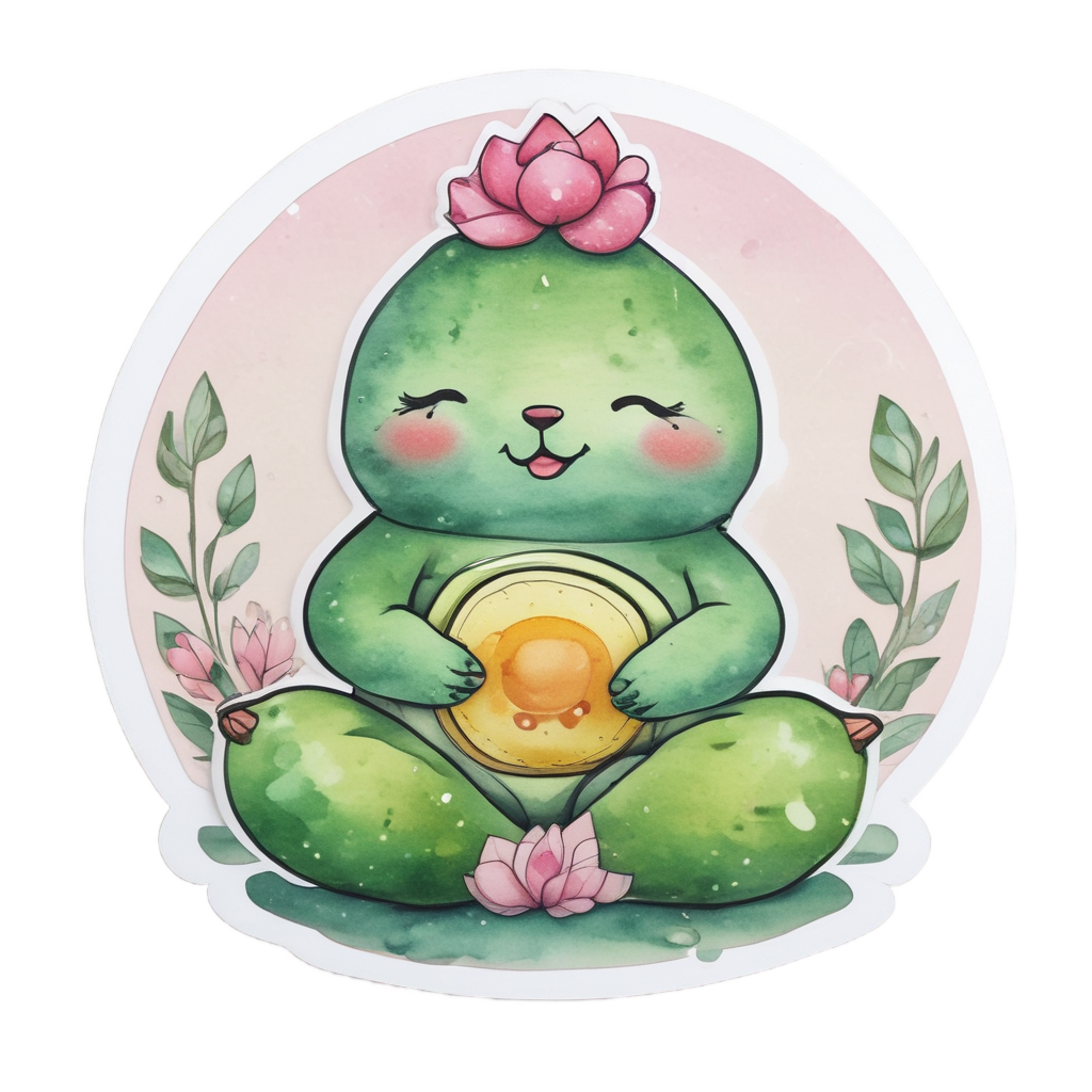 Avocado Yoga Pose — cute food stickers