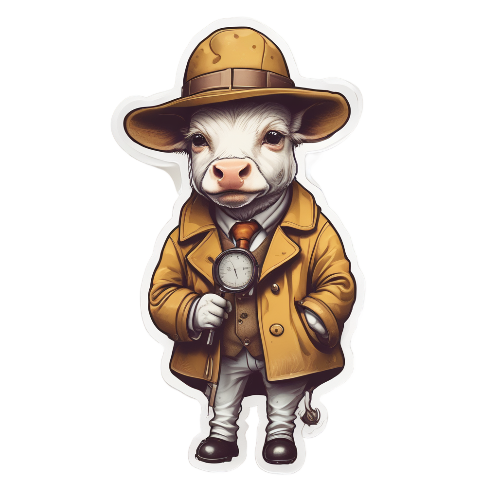 Baby Cow Detective — farm nursery stickers