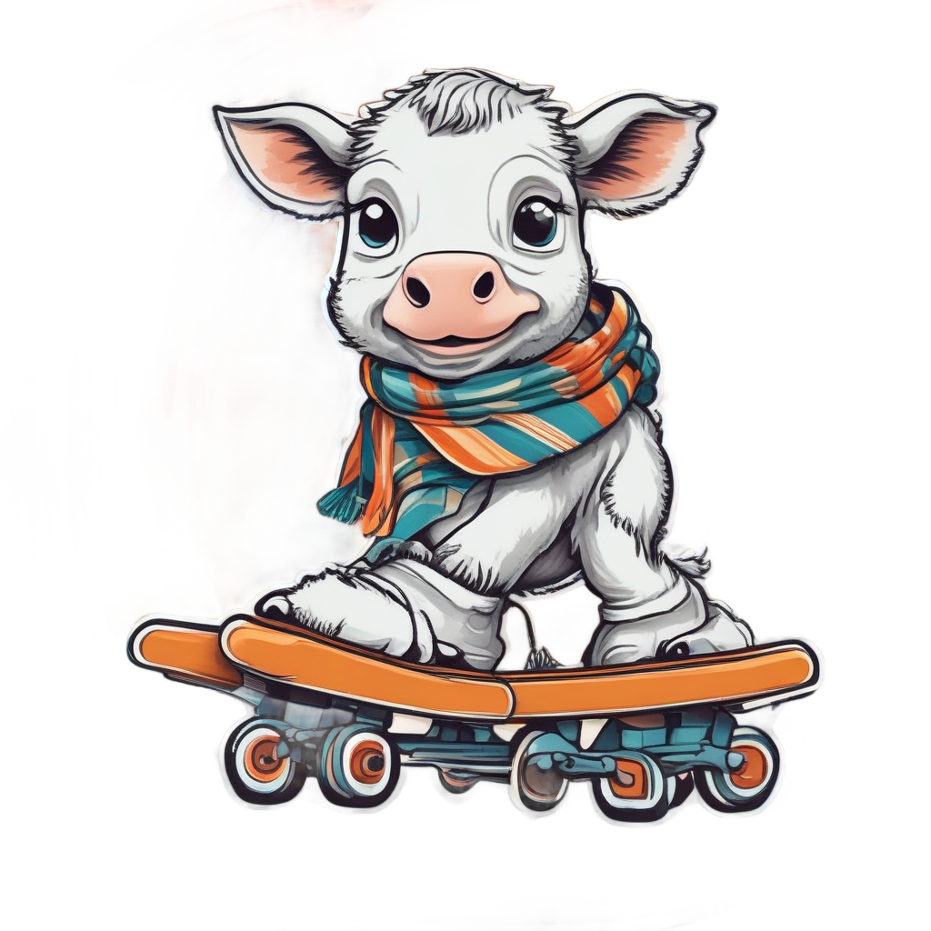 Baby Cow Roller Skating — farm nursery stickers