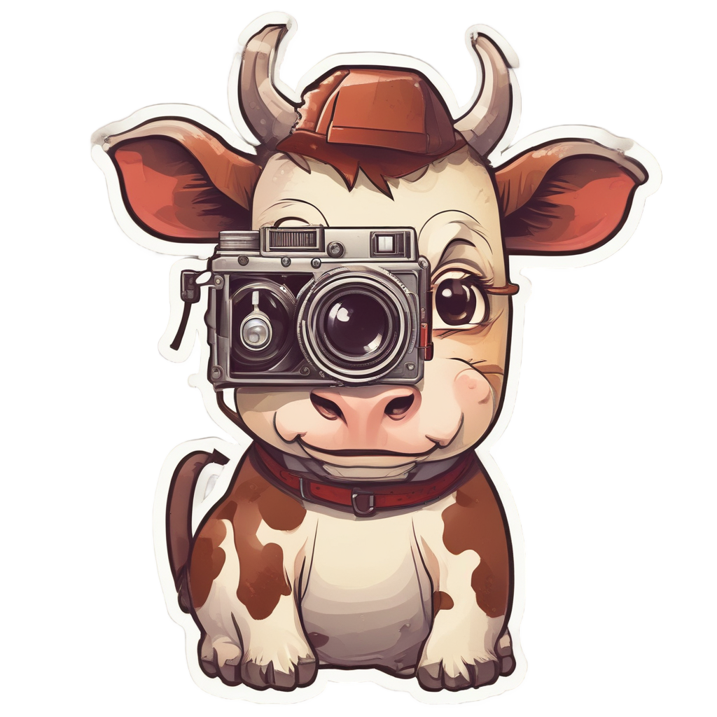 Baby Cow with Vintage Camera — farm nursery stickers