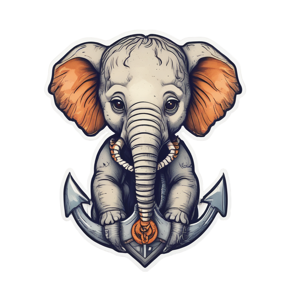 Baby Elephant with Anchor — safari nursery stickers