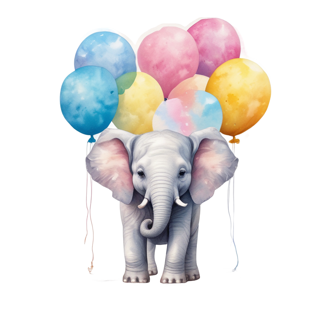 Baby Elephant with Balloons — safari nursery stickers