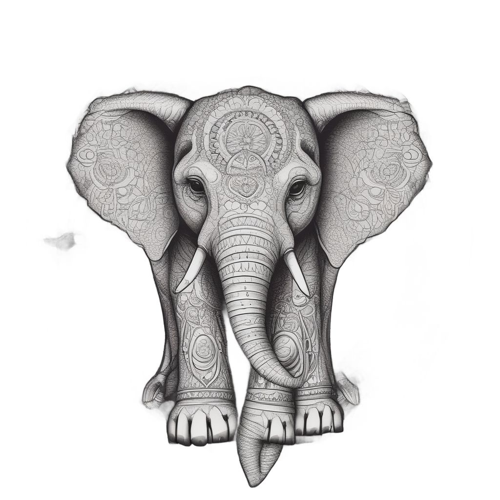 Baby Elephant with Mandala Backdrop — safari nursery stickers