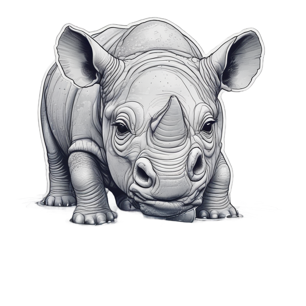 Baby Rhino Drinking Water — safari nursery stickers