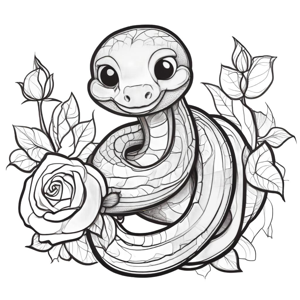 Baby Snake and Rose Bud — snake, dagger & rose stickers