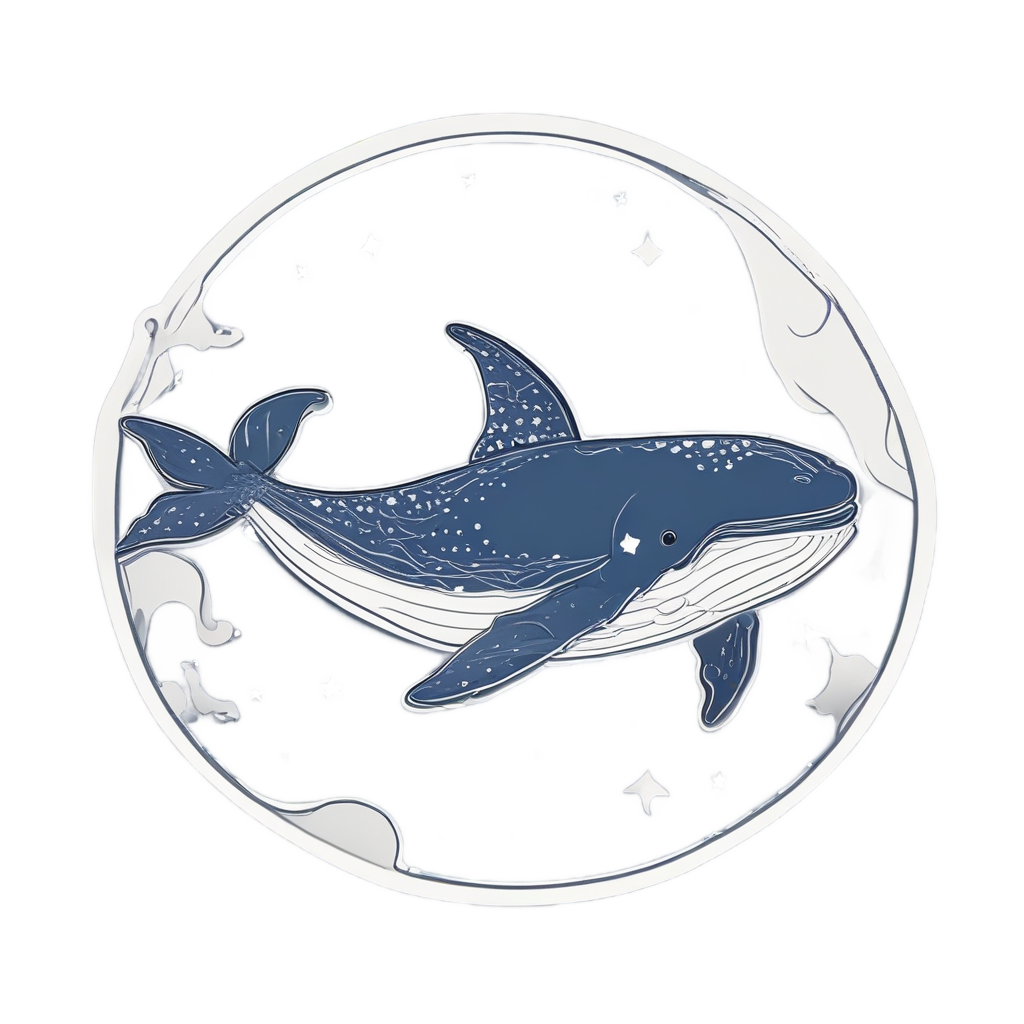 Baby Whale and Moon — ocean nursery stickers