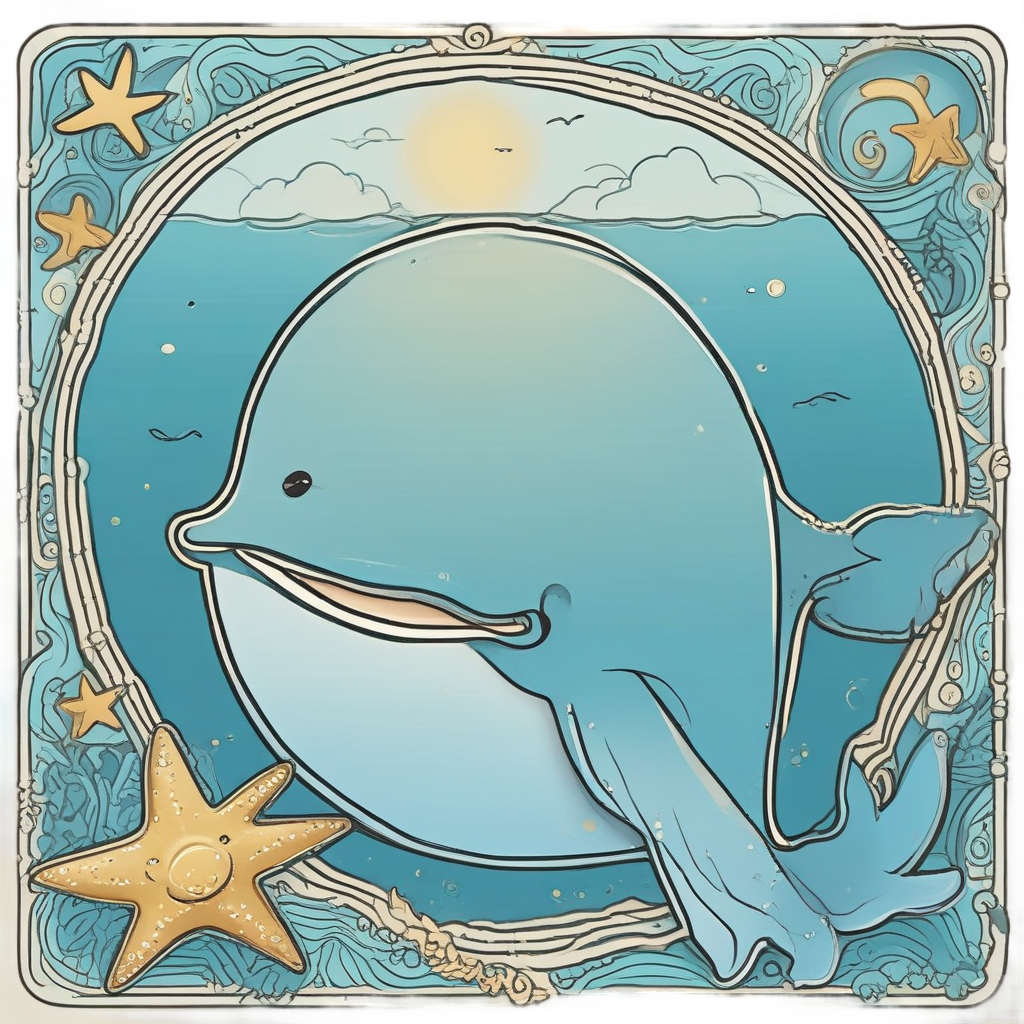 Baby Whale and Starfish Friend — ocean nursery stickers