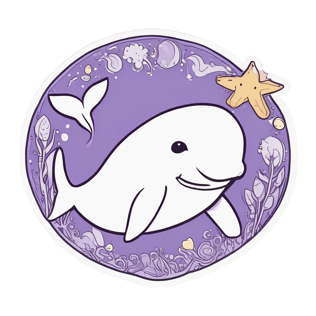 Baby Whale and Starfish — ocean nursery stickers