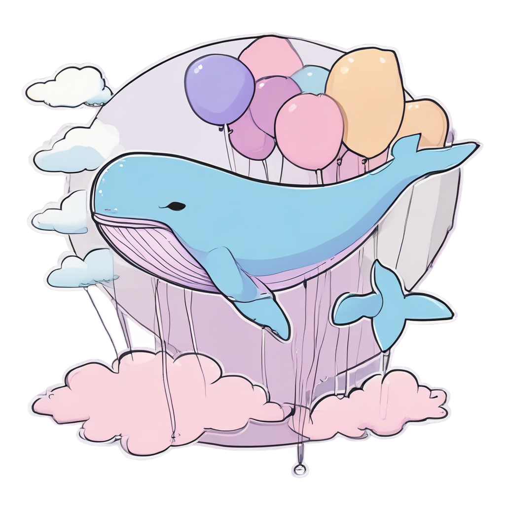 Baby Whale Balloon Flight — ocean nursery stickers