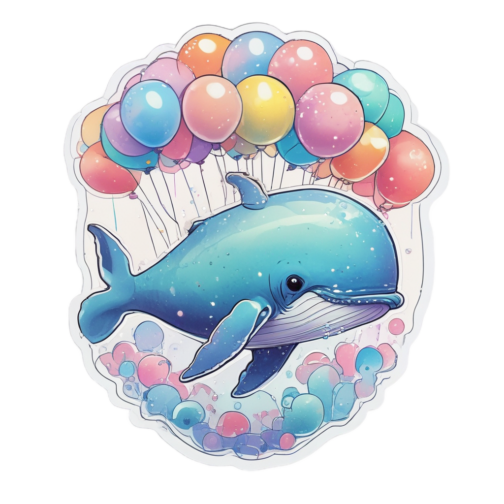 Baby Whale Balloon — ocean nursery stickers