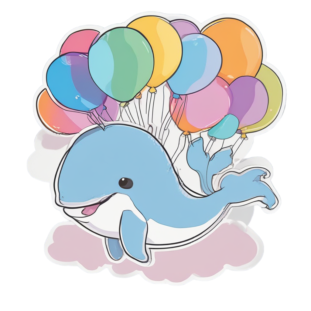 Baby Whale Balloon — ocean nursery stickers