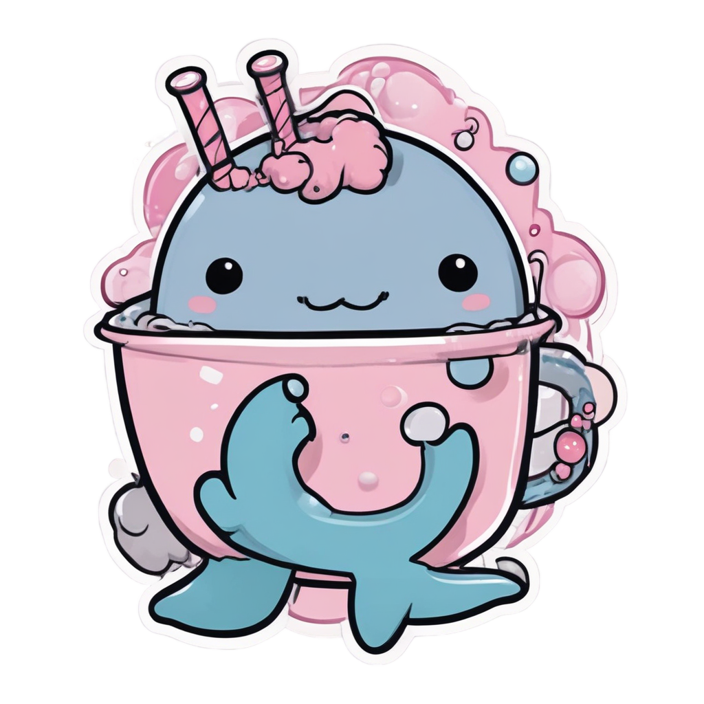 Baby Whale Bubble Tea — ocean nursery stickers