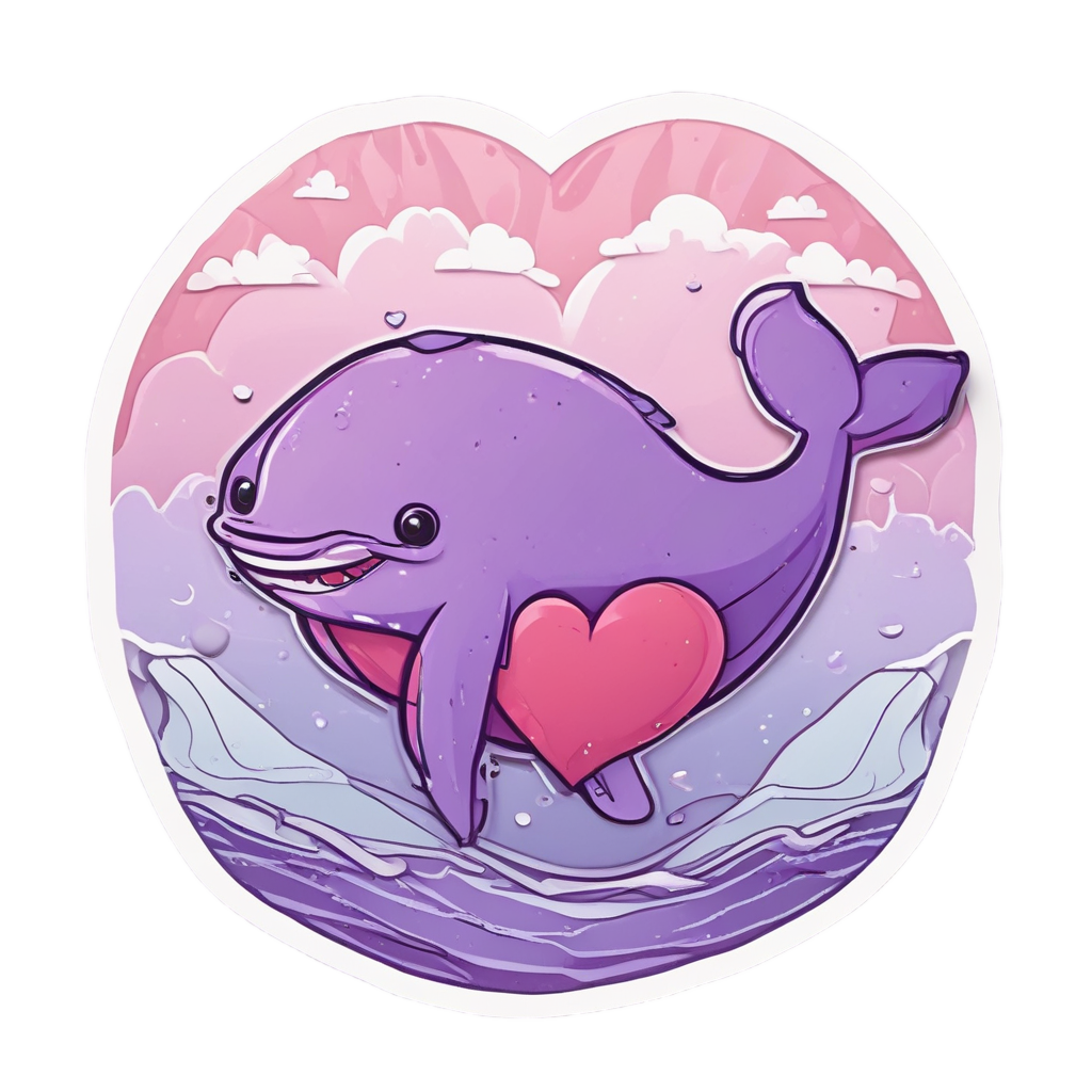 Baby Whale Holding a Heart — ocean nursery stickers