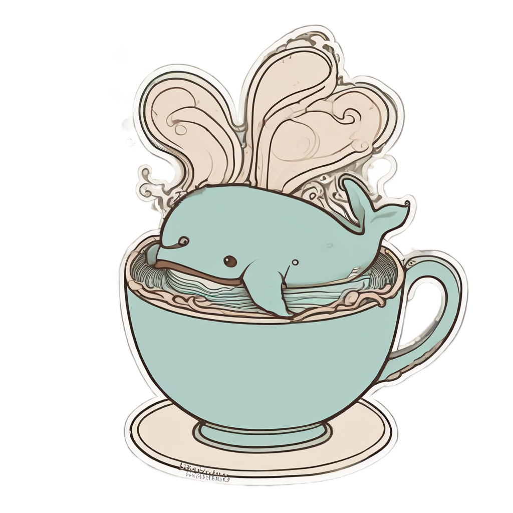 Baby Whale in Cup of Tea — ocean nursery stickers