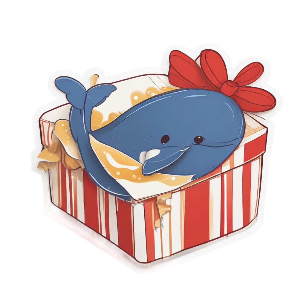 Baby Whale Peeking from a Gift Box — ocean nursery stickers