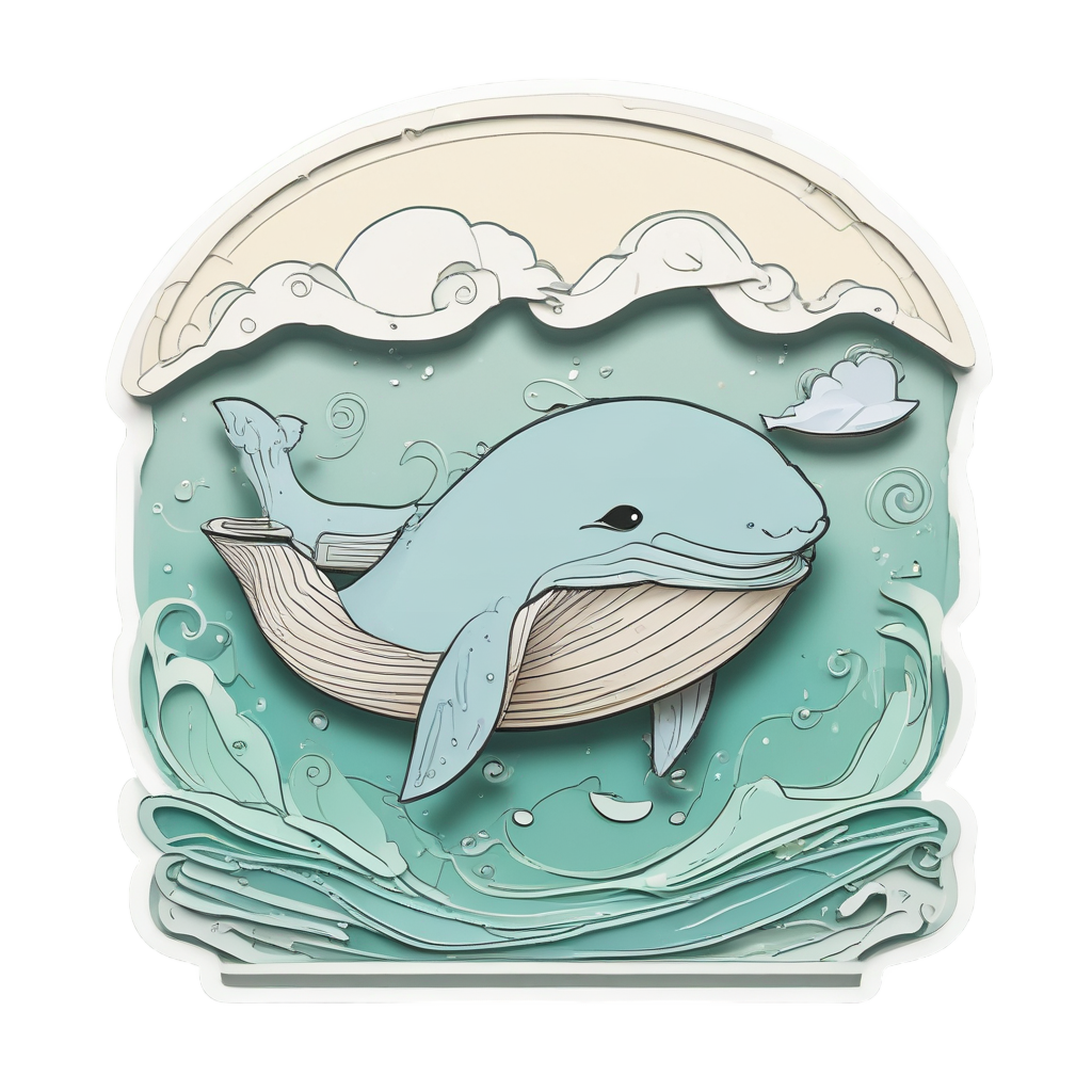 Baby Whale Reading a Book — ocean nursery stickers