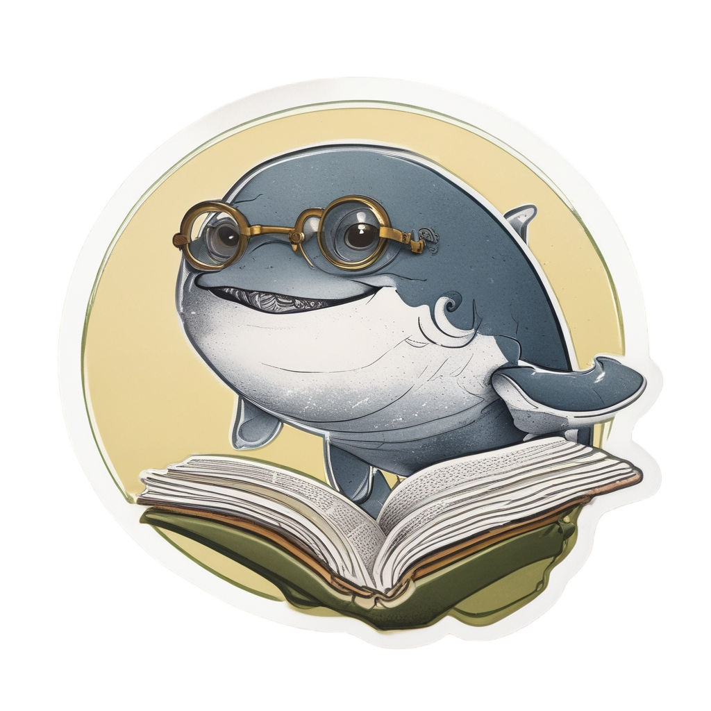 Baby Whale Reading Book — ocean nursery stickers