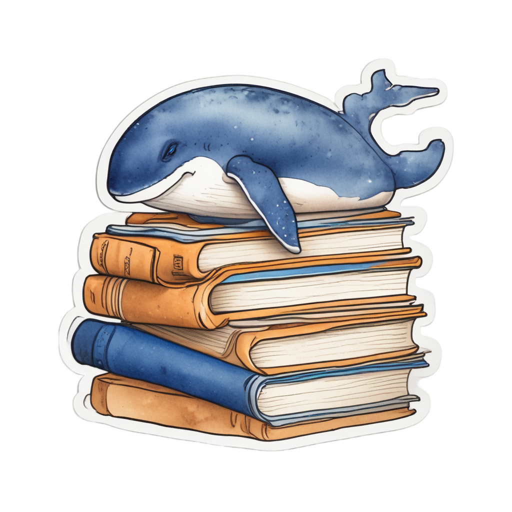 Baby Whale Reading Book — ocean nursery stickers
