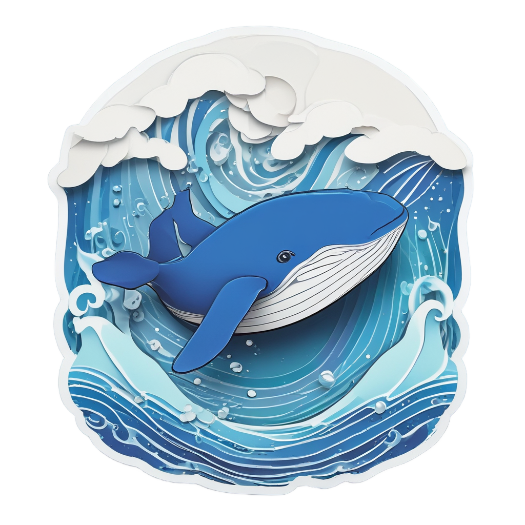 Baby Whale Splashing in Waves — ocean nursery stickers