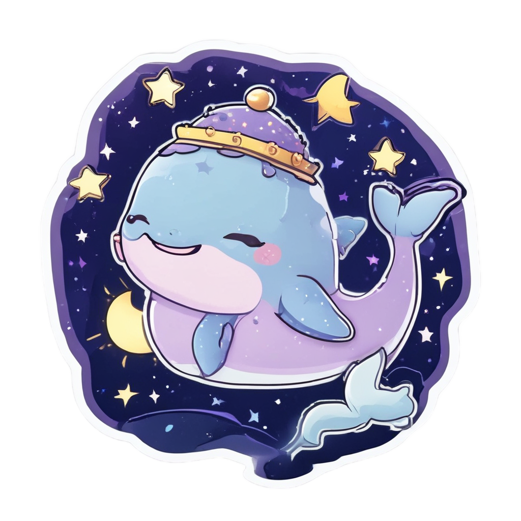Baby Whale Starry Night — ocean nursery stickers