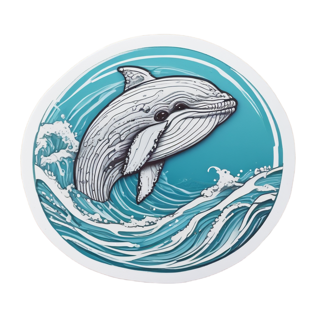 Baby Whale Surfing Wave — ocean nursery stickers