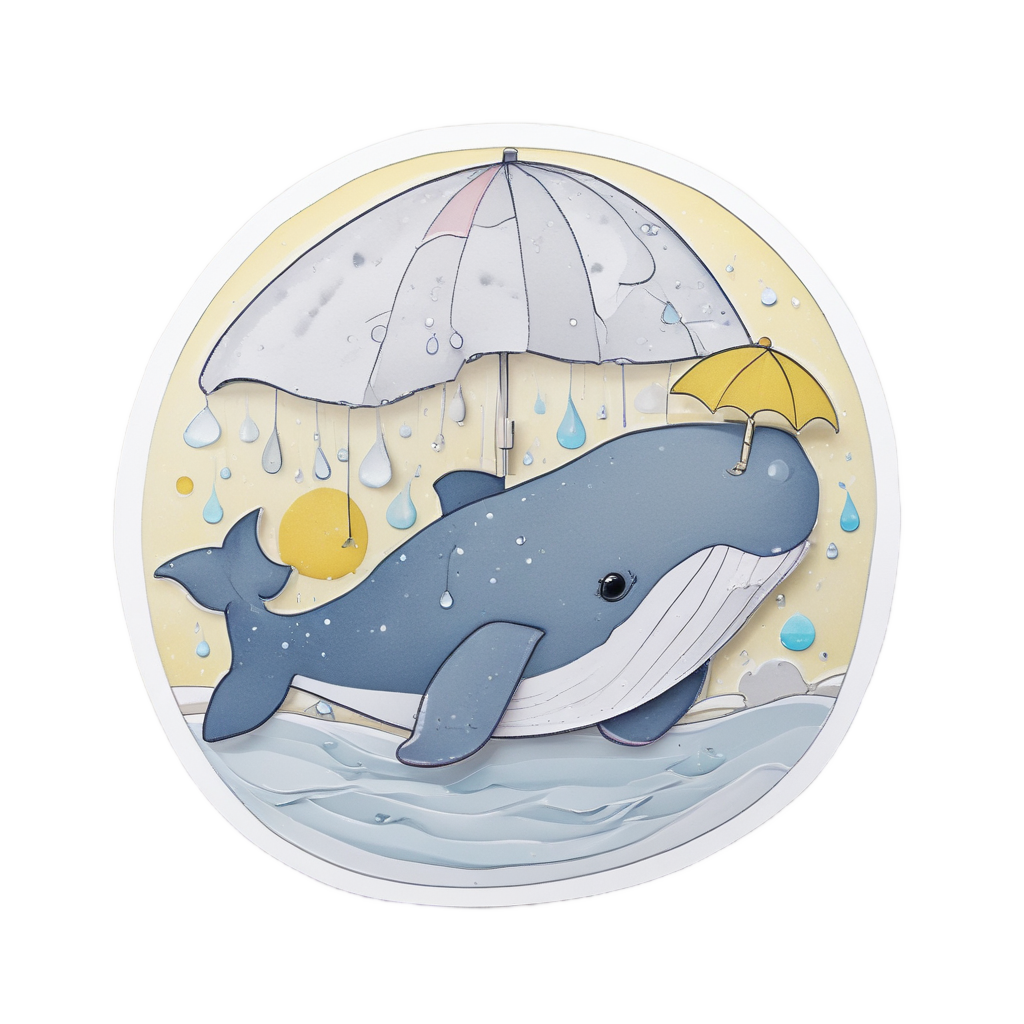 Baby Whale Under Umbrella — ocean nursery stickers