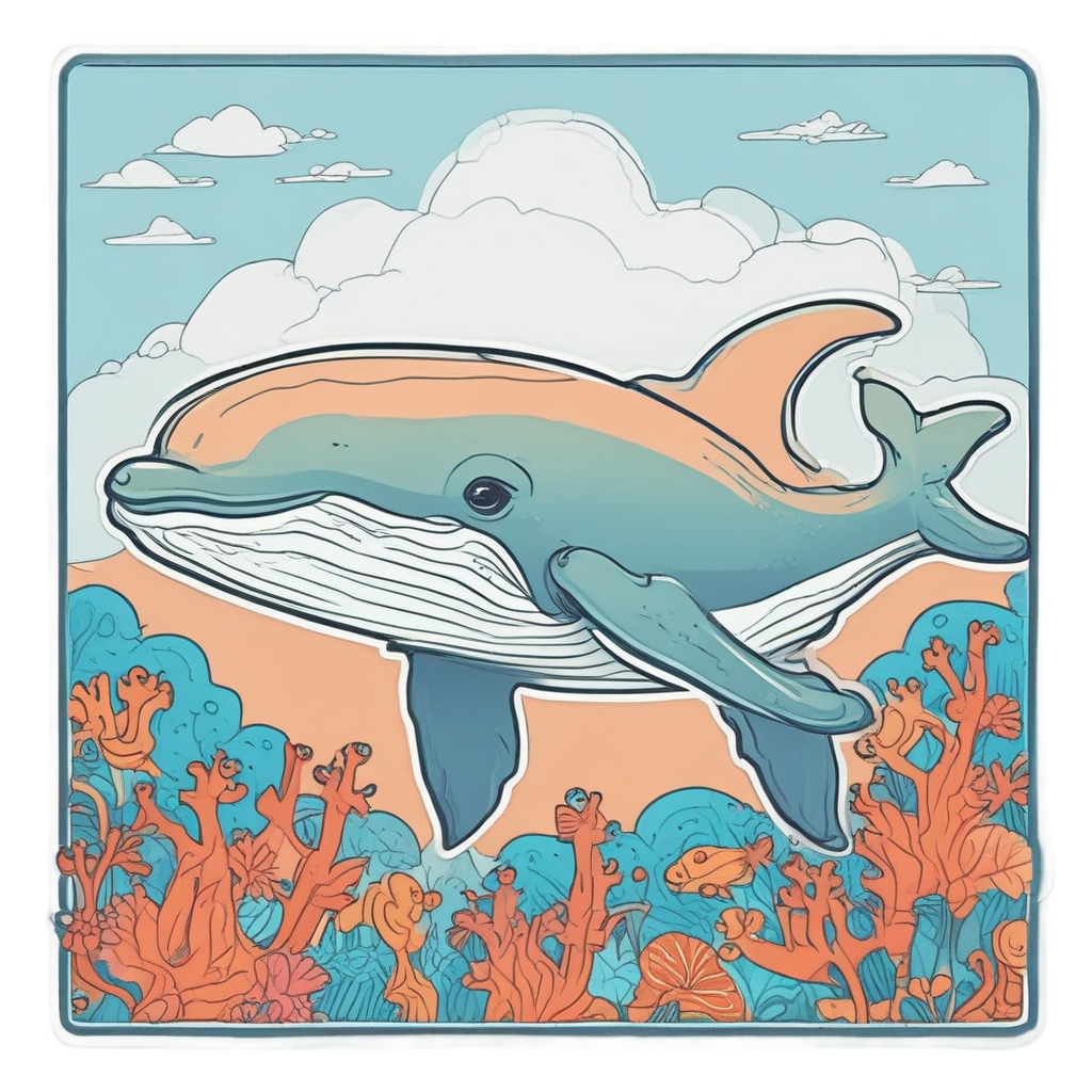 Baby Whale Waving — ocean nursery stickers