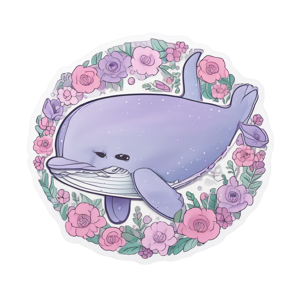 Baby Whale with a Flower Crown — ocean nursery stickers