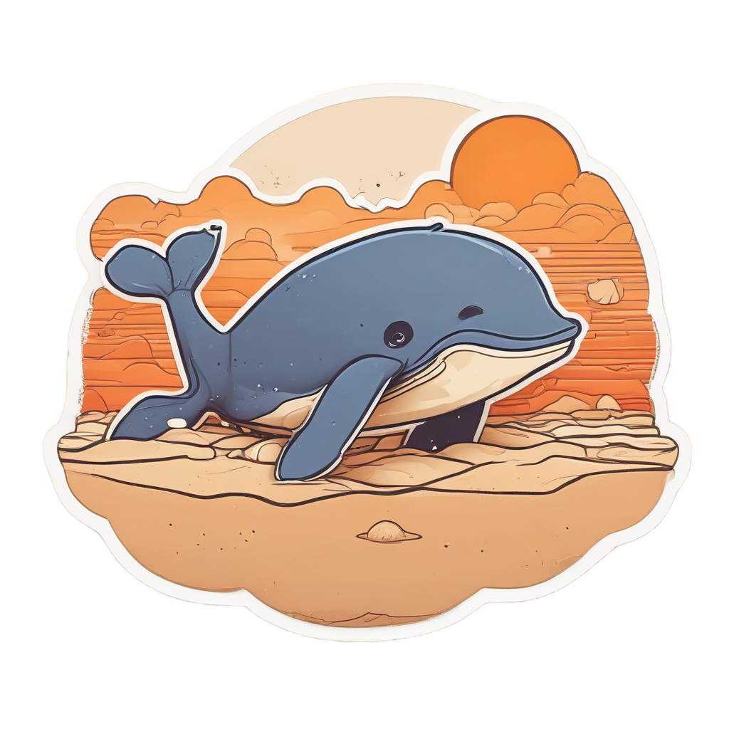 Baby Whale with a Sandcastle — ocean nursery stickers