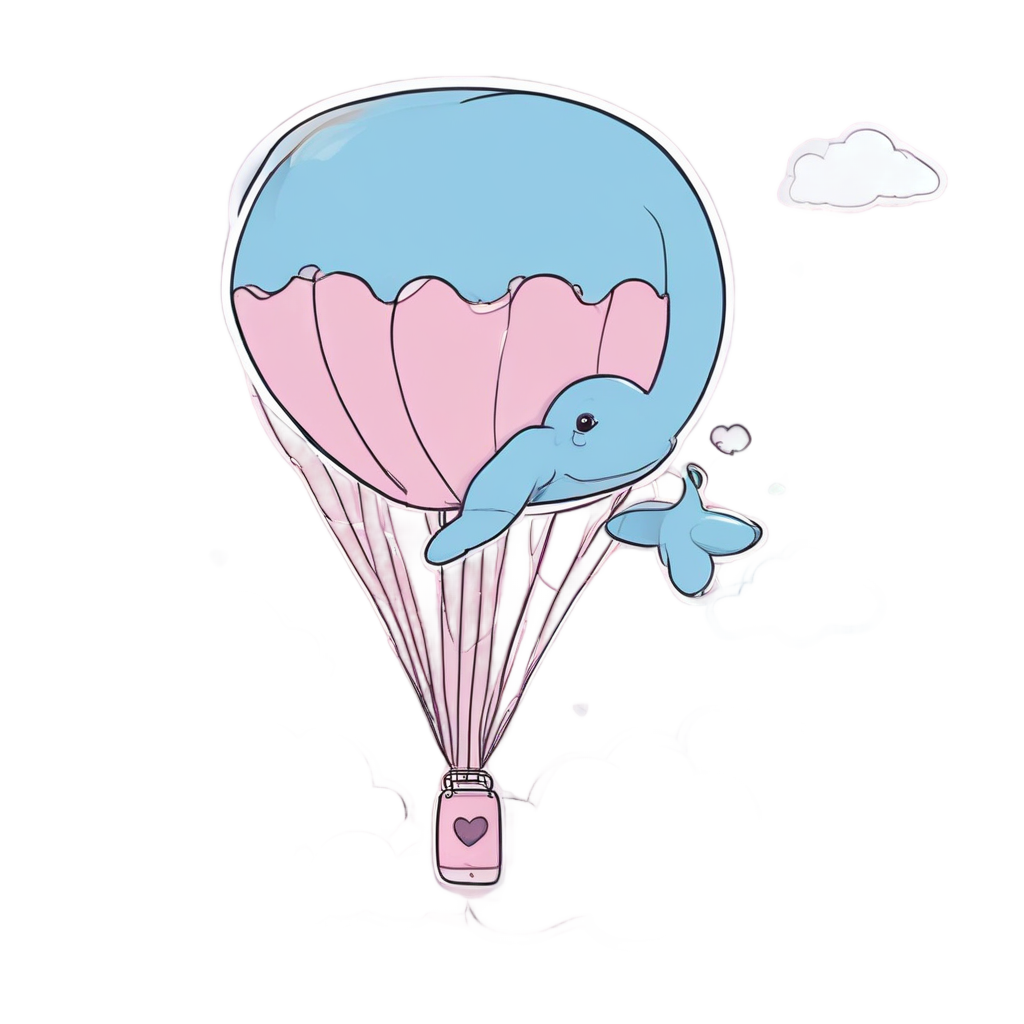 Baby Whale with Balloon — ocean nursery stickers
