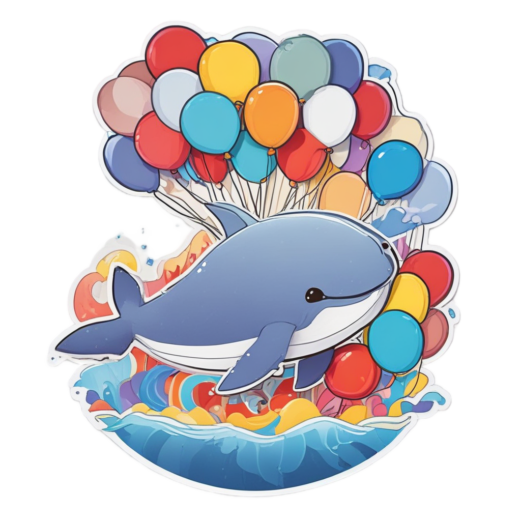 Baby Whale with Balloon — ocean nursery stickers