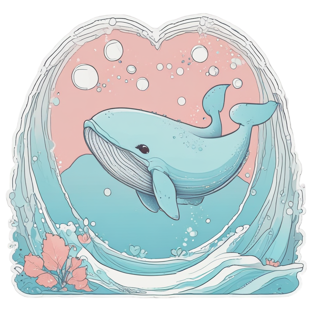 Baby Whale with Bubbles — ocean nursery stickers