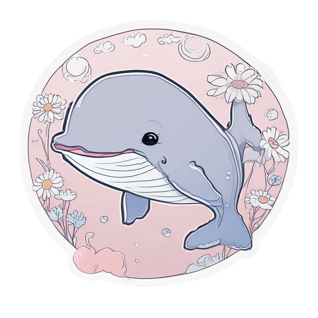 Baby Whale with Flower — ocean nursery stickers