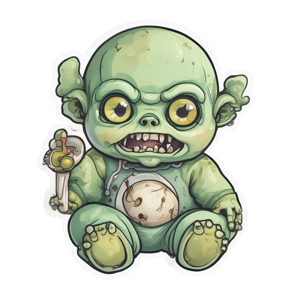baby zombie with pacifier — creepy-cute stickers